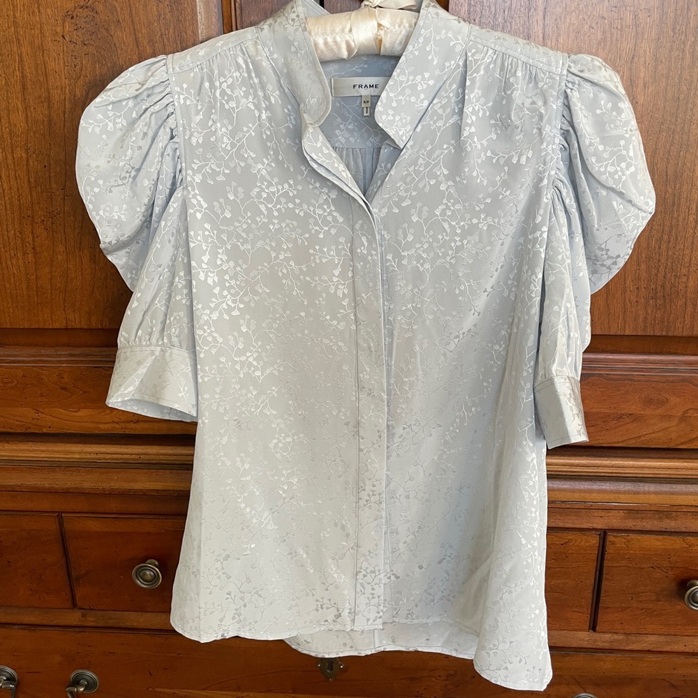 Frame “Gillian” Light Blue Silk Blouse - Picture 4 of 6